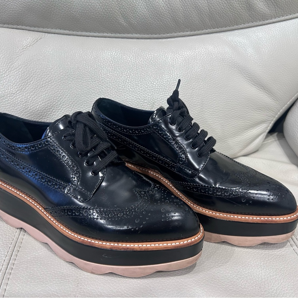 Prada women Black Platform Oxford shoes